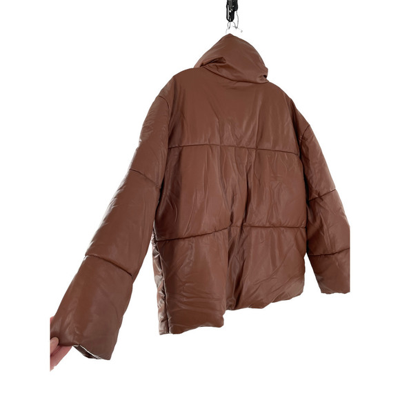 𝅺avec LES FILLES FAUX LEATHER TAN BROWN  JACKET - Picture 5 of 8